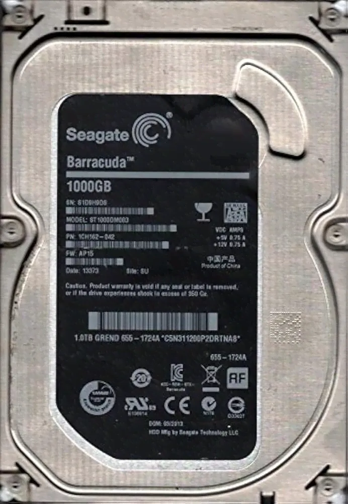 Жесткие диски ide Seagate ST1000DM003 SATA P/N: 1 ch162-042 F/W: AP15 SU S1D Mac 655-1724 A 1 TB-0